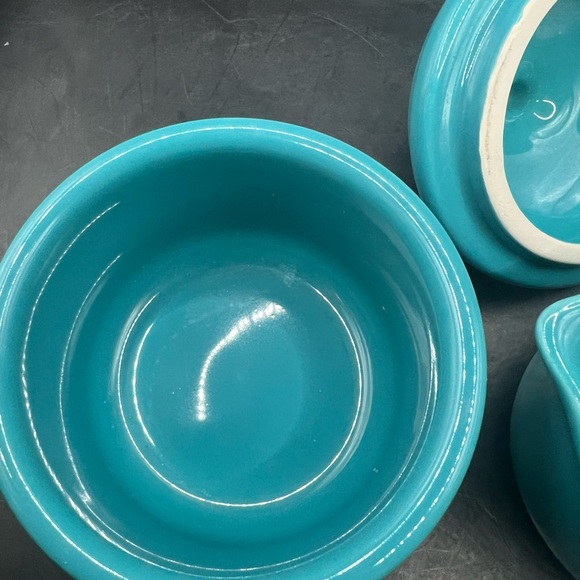 Turquoise Ceramic Sugar and Creamer Set - Picture 7 of 9